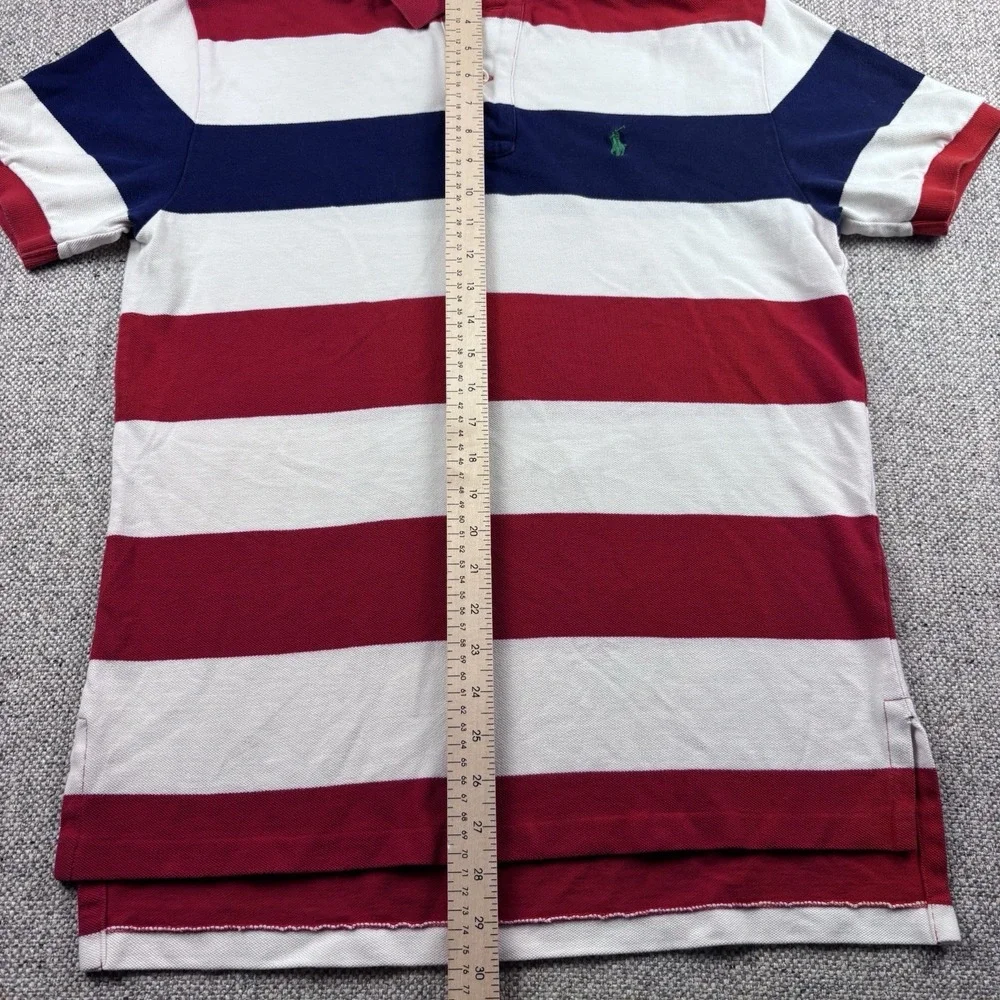 Polo Ralph Lauren Polo Shirt size M white navy Red stripes Green Horse Logo